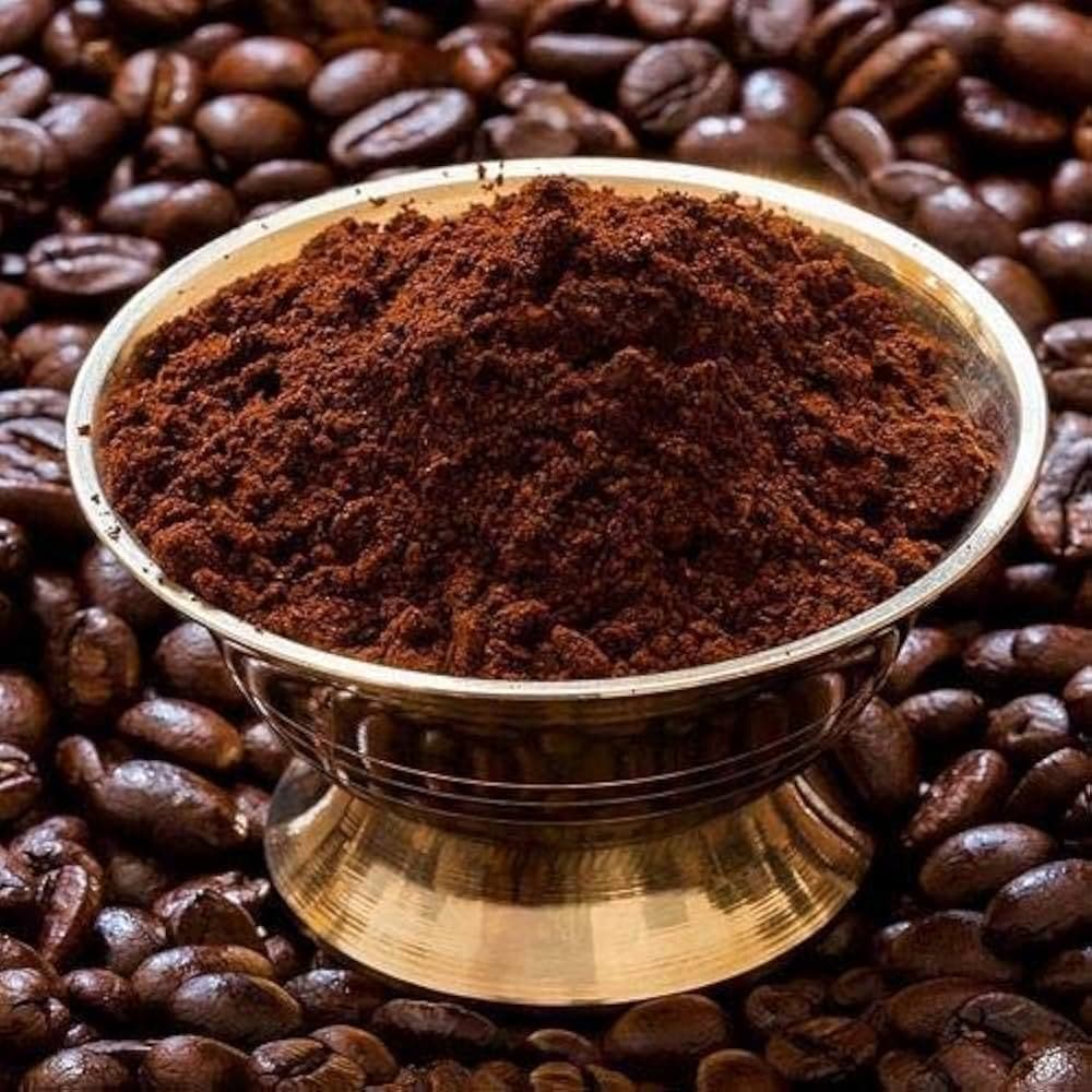 Close-up of filter coffee powder
