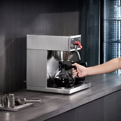 Filter coffee station set up in an office pantry